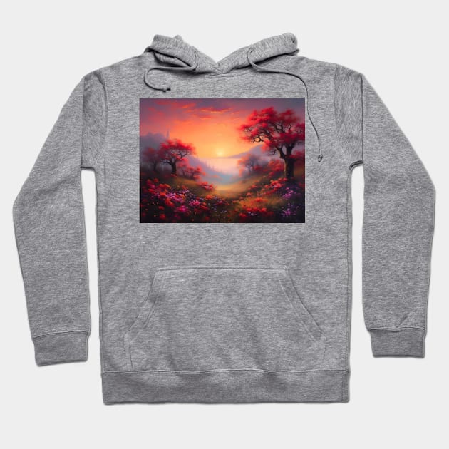 Spring landscape with a beautiful flowering trees. Hoodie by osadchyii